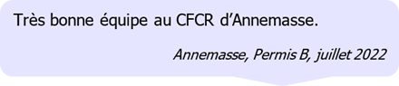 Avis d'un candidat au permis dans l' Auto Ecole CFCR VINDRET...